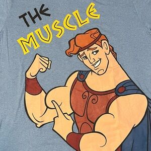Walt Disney World Animation Studios The Muscle Hercules Flex Tee Blue XXL RARE *